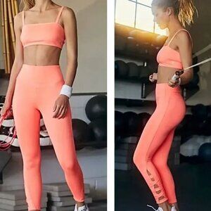 Free People FP Movement Very Prarie High Rise Leggings Papaya Punch New Small